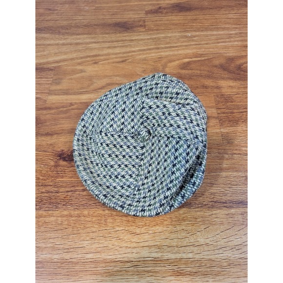 The Unbranded Brand Other - Vintage Houndstooth Green Tan Newsboy Cap Hat Unbranded